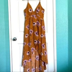 Floral V-Neck High Low Summer Dress